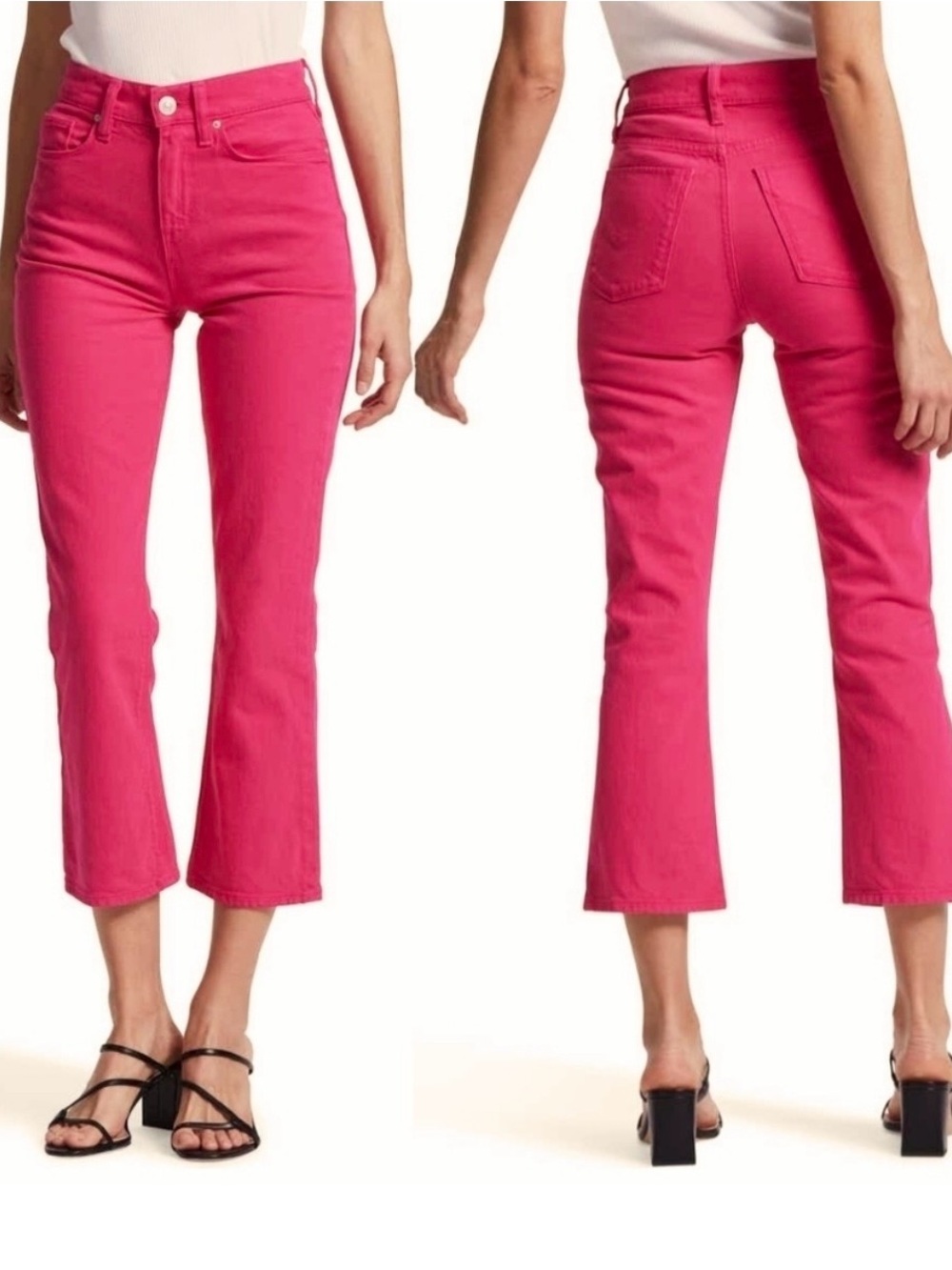 NWT Sz 28 HUDSON Holly High Rise Jeans Cropped Length Zip Hibiscus Pink Denim